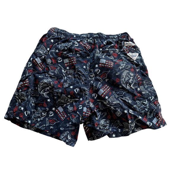 Columbia PFG Mens Swim Trunks With Patriotic Fishing Print Small - Picture 6 of 9